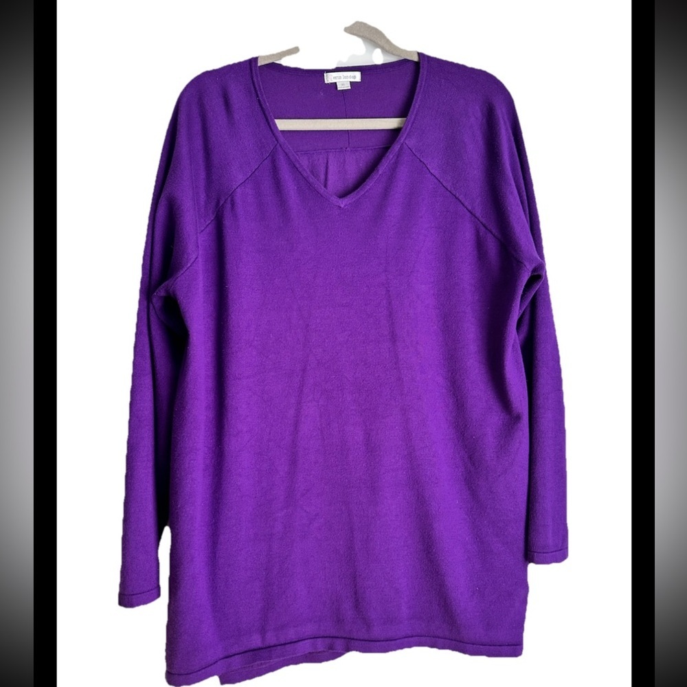 ERIN LONDON Women Rich Purple Knit Long Sweater Sz XL